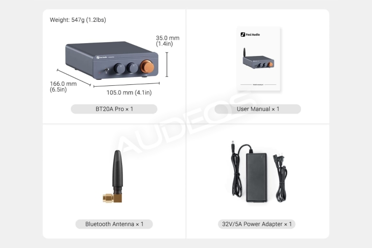 Fosi Audio BT20A Pro Blue (48 V) wzmacniacz mocy z Bluetooth 5.0