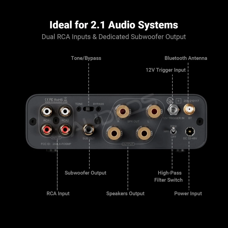 Fosi Audio BT20A MAX (48 V) wzmacniacz stereo z odbiornikiem Bluetooth